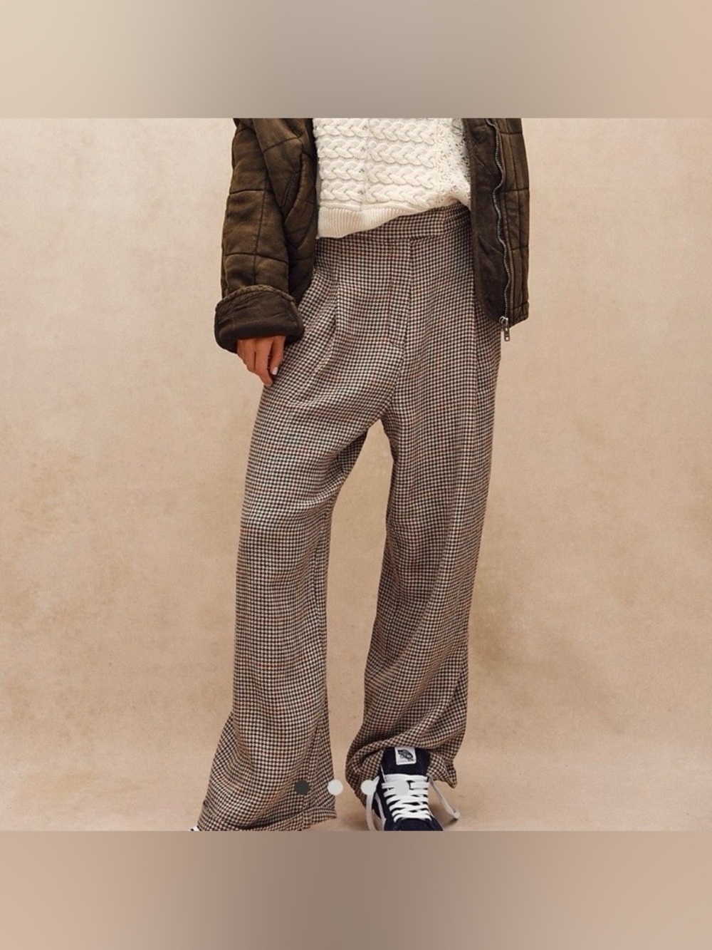 Free People UO houndstooth wide leg trousers